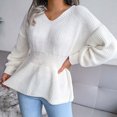 thumbnail image 6 of Lovskoo Sweaters for Women Trendy Casual Long Sleeve V-Neck Keeping Outing Blouse Sweater White, 6 of 9