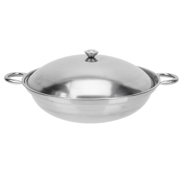 KAKOWELY 1 set of Stainless Steel Pot Practical Double Ear Pot Multi-purpose Pot Kitchen Cookware,12.6"X10.24"X4.33"