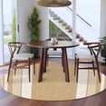 thumbnail image 5 of Vintage Tan Brown Striped Round Rug 7ft Washable Circle Rugs Non Slip Farmhouse Modern Stripes Boho Linen Large Area Rug Indoor Floor Carpet for Bedroom Kitchen Living Room Office Dining Room Nursery, 5 of 9