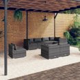 thumbnail image 1 of vidaXL 8 Piece Garden Lounge Set with Cushions Poly Rattan Grey, 1 of 4