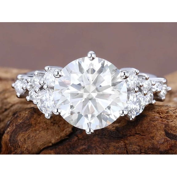 vylahjewellery Brilliant Round Cut Moissanite Diamond Solitaire Bridal Engagement Ring 14K White Gold Wedding Anniversary Ring Unique Anniversary Jewelery for Women