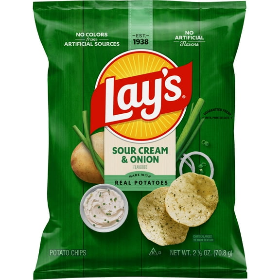 Lay's Potato Chips Sour Cream & Onion Flavored, 2.5 oz Bag