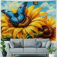 thumbnail image 4 of PRATYUS  Painting Sunflower Butterfly Tapestry Wall Hanging Art Deco Tapestries for Bedroom Living Room Dorm 50x40inch, 4 of 6