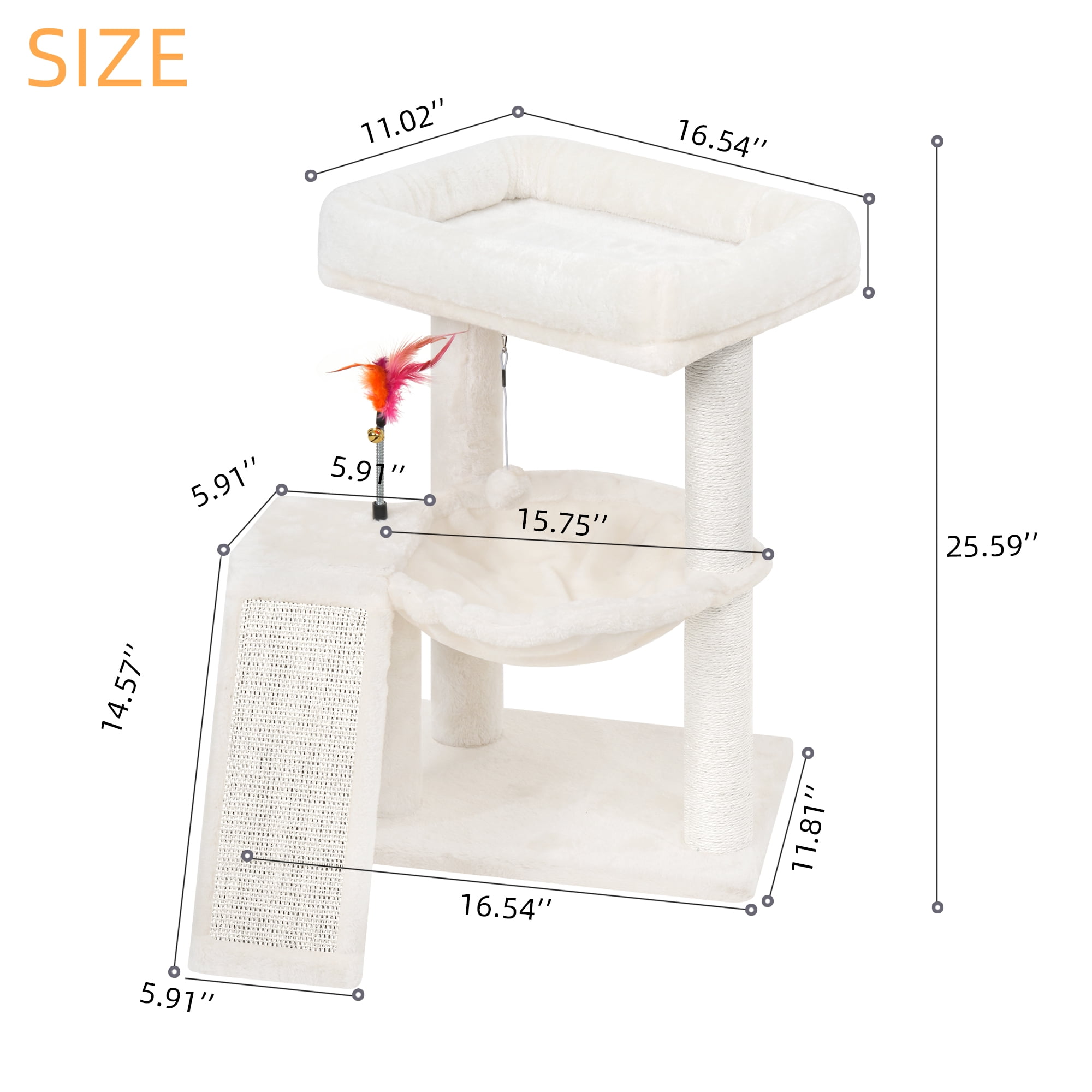 Multi-Functional Cat Tree, Indoor Climbing Toy Suitable for All Cats, with Big Perch and Toy Balls