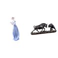 thumbnail image 1 of Figura de niña de cerámica moderna y estatua de toro chino, escultura de mujer de , esculturas de animales para escritorio, estante, gabinete, 1 of 8