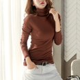 thumbnail image 1 of Turtleneck Basic Women Thermal T Shirt Plain Winter Stretch Top Bottoming Shirt, 1 of 8