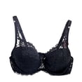 thumbnail image 1 of Sujetador de encaje floral para mujer Tallas grandes Sujetador con aros acolchado y push up Bowknot Abanopi Negro/38D, 1 of 6