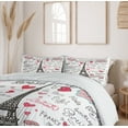thumbnail image 6 of Ambesonne Eiffel Tower Duvet Cover Sets, Paris Letter Heart, 2-King, Black White Pink, 6 of 7