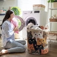 thumbnail image 6 of Quilted Laundry Basket with Handles, Boho Floral Fabric Storage Hamper, Large Soft Quilted Laundry Basket for Nursery, Bedroom, Laundry Room,Clothes & Toys, 6 of 7