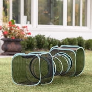 Kitty City Two-Way Cat Tunnel with Cubes, Mesh Pop-Open Playset for Indoor & Outdoor Use, Black & Teal,