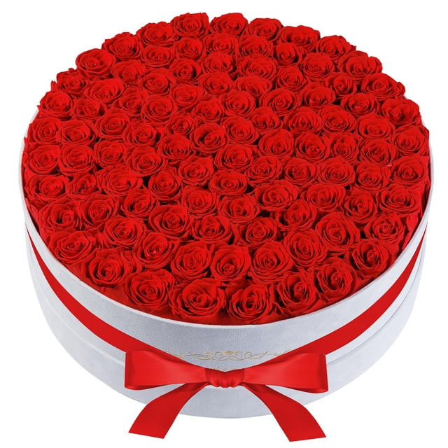 Rosas preservadas Perfectione Roses, 100 unidades, caja de terciopelo, color rojo