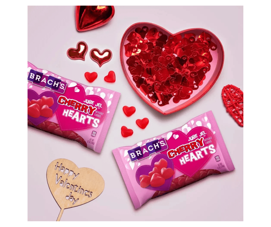 Brach’s Jube Jel Cherry Hearts Valentine’s Day Candy, 12 oz Bags – 2 Pack