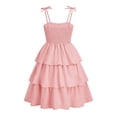 thumbnail image 5 of Bmisegm Girls Party Dress Elegant Backless Strap Design Solid Color Cake Dress for Big Kids without Sleeves Midi Dress for Summer 5-14 Years 01_Pink,13-14 Years, 5 of 6