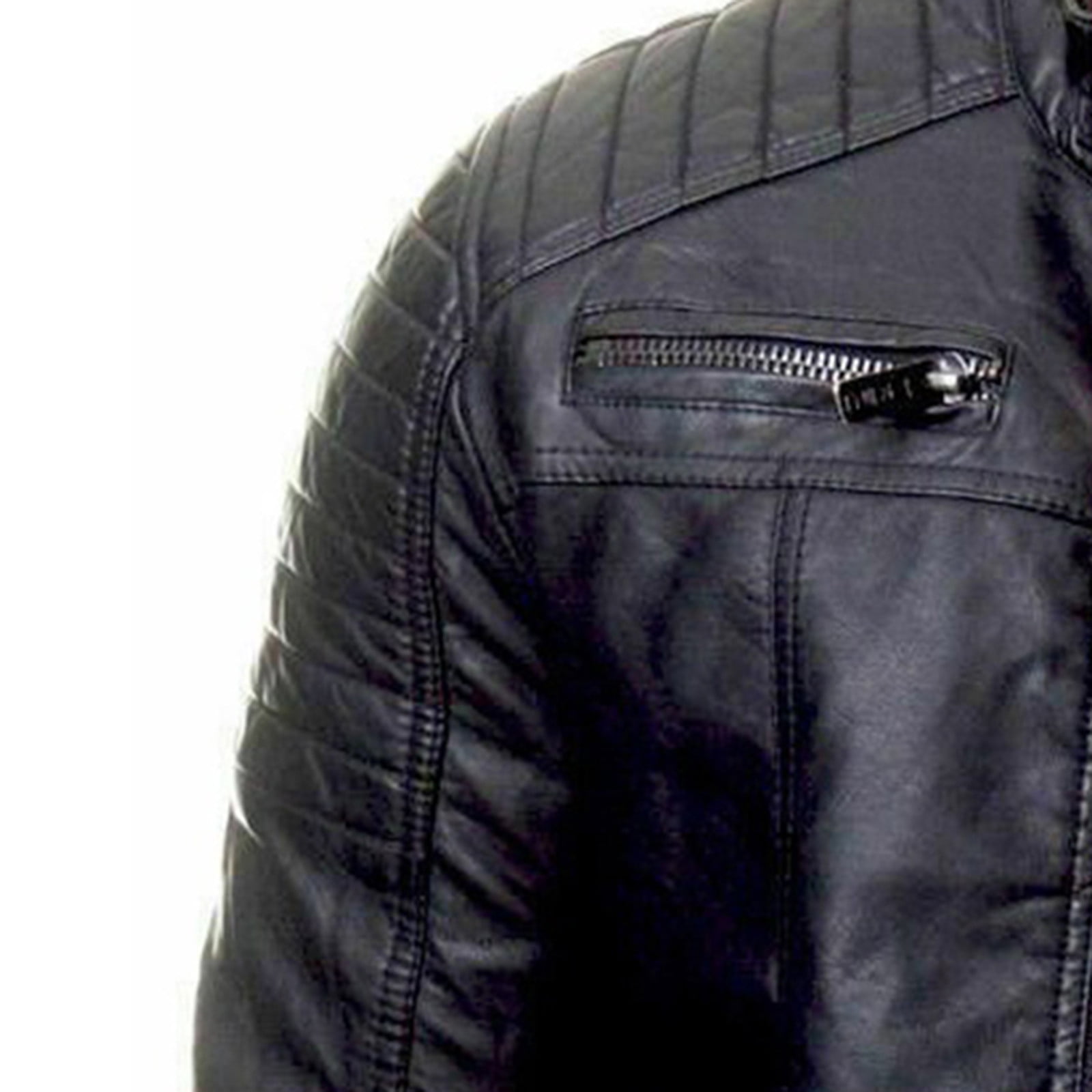JURANMO Men's Vintage Asymmetric Zip Faux Leather Biker Jacket