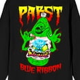 thumbnail image 4 of Pabst Blue Ribbon Grunge Neon Color Art Adult Black Long Sleeve Tee-Small, 4 of 5
