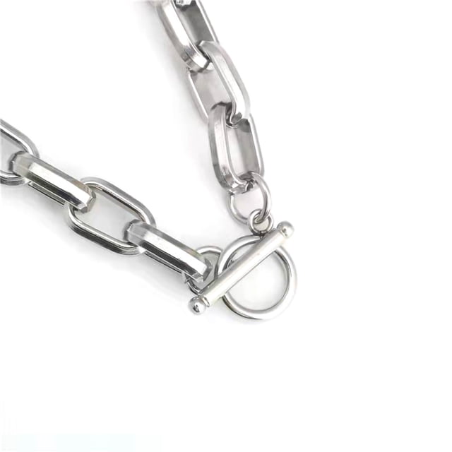 Collar cubano hecho a mano de acero de titanio para hombre, cadena cuadrada, cadena de acero inoxidable atrevida, collar de metal, collar de joyería