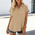 thumbnail image 6 of OSFVNOXV Plus Size Tops for Women Summer Dressy V-Neck Golf Shirts Cap Short Sleeves Loose Fit Solid Color Pullover Lounge Tops, 6 of 8