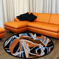 thumbnail image 4 of Coolnut Round Rugs for Living Room, Black Brown Abstract Art Flower Non-Slip Coral Velvet Long Runner Rugs, Washable Water Absorbent Mat Carpet for Bedroom Kitchen Kids Room, 4 of 6