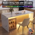 thumbnail image 5 of Hawsaiy 5 Piece Dining Table Set for 4, 63" Faux Marble Kitchen Table with LED Lights & Storage Cabinet and 4 Upholstered Dining Chairs, Modern Rectangular Dining Room Furniture Set, White, 5 of 9