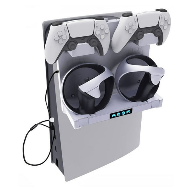 Accessories Wall Mount with PS5 Controller and PSVR 2 Controller Charging Station, Stable Wall Mount Kit with LED Charging Indicator, Suitable for PS5 Console