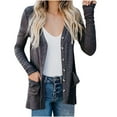 thumbnail image 4 of Turilly Womens Jackets Ladies Clearance, Women Solid Color Casual Long Sleeve Loose ButtonCardigan Jacket Coat with Pocket, 4 of 9