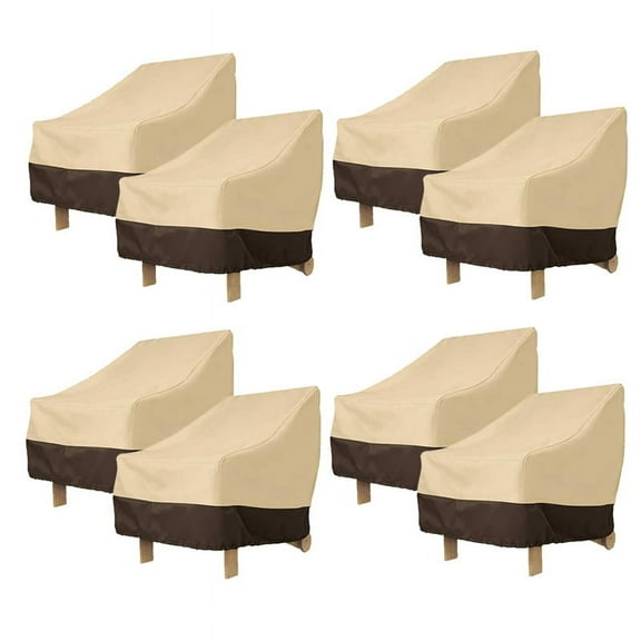 8 Pack Patio Adirondack Chair Cover 31X33X36 Inch Heavy Duty Outdoor Patio Chair Cover 420D, Beige