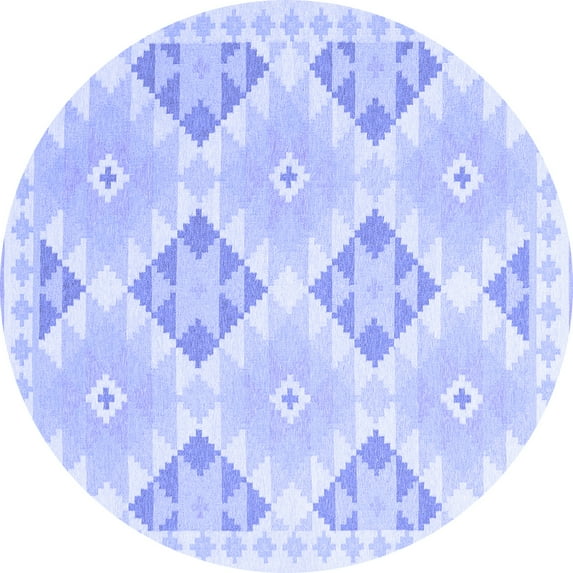 Ahgly Company Indoor Round Southwestern Blue Country Area Rugs, 8' Round