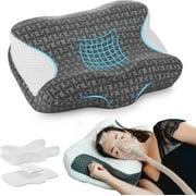 Cervical Neck CPAP Pillow for Sleeping, Ergonomic Adjustable Height Neck Support Memory Foam Bed Pillow for CPAP Users with Sleep Apnea, Suitable for Side and Back Sleepers