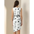 thumbnail image 4 of DARING DIVA Sleeveless Belted Floral Print Boat Neck Dress XS White, 4 of 6