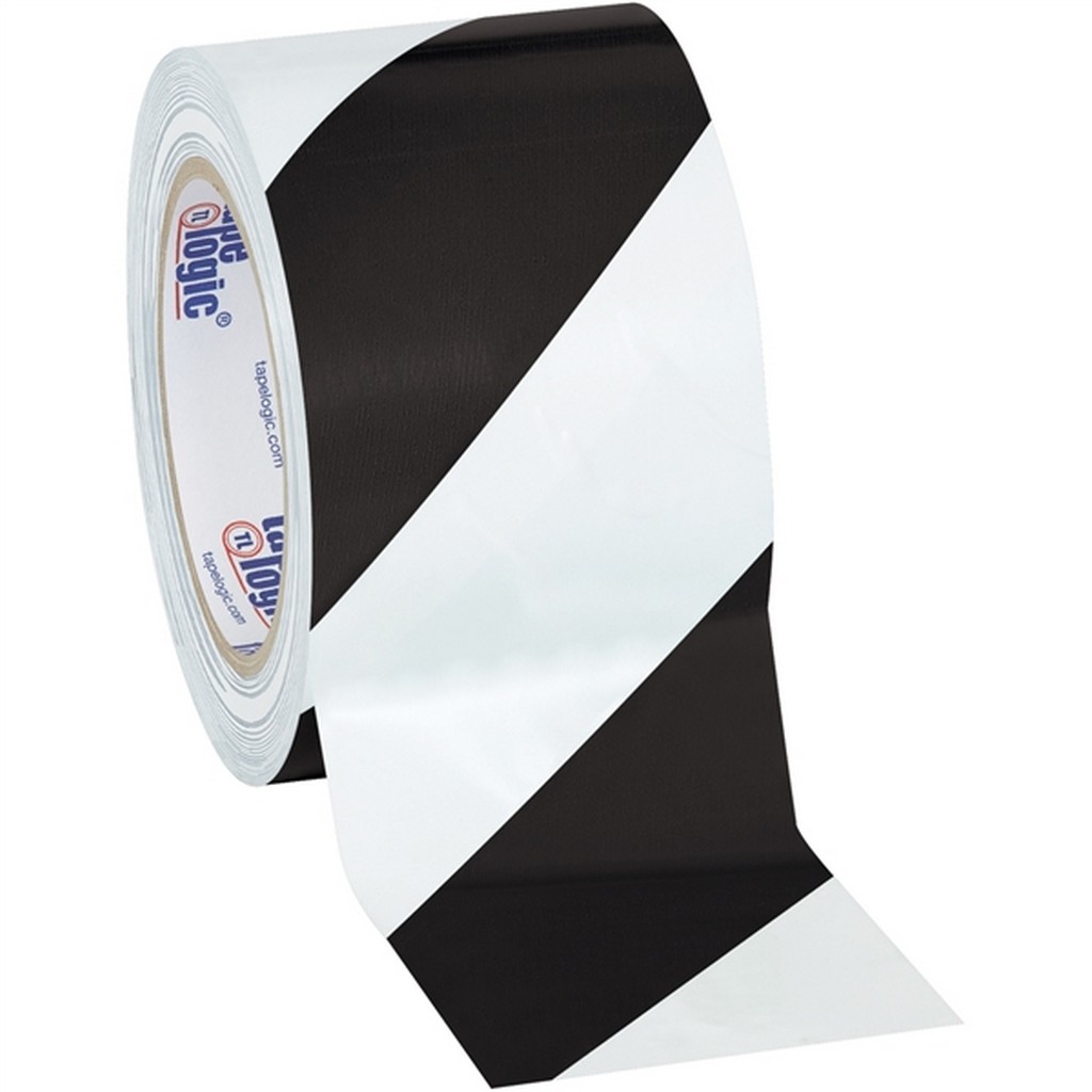 Tape Logic Black/White Striped Vinyl Safety Tape 3" x 36 Yard Roll (16