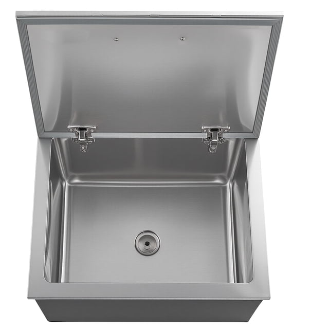 KFFKFF Drop in Ice Chest, 28"L x 20"W x 17"H Stainless Steel Drop in Cooler, 113.7 Quart Commercial Ice Bin with Flip Lid for Outdoor Kitchen Patio Bar, Drain-pipe Set Included, for Cold Wine Beer