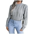 thumbnail image 1 of XINSHIDE Female Sweaters Crew Neck Long Sleeve Loose Knitted Pullover Sweater Jumper Tops vintage sweater, 1 of 6