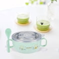 thumbnail image 3 of Stainless Steel Tableware Handle Soup Bowl for Toddlers Green, 3 of 8