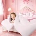 thumbnail image 3 of meiyoeat pink Initial Letter M Twin Comforter Sets,Dreamy Princess Bow Kids Bedding Set,Pink Reversible,2pcs,1 Comforter and 1 Pillowcase, 3 of 7