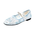 thumbnail image 2 of HTHLVMD Pearl‑Decor Mary Jane Footwear, Wedding Shoes, Elegant Shoes, Mesh Embroidered Flats for Women Leopard Mary Jane Flats Ballet Shoes Round Toe Slip On Ballerina Floral Shoes, Light Blue 7.5, 2 of 5