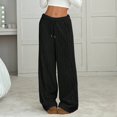 thumbnail image 2 of Misright Fuzzy Plush Pajama Pants Drawstring Elastic Waist Wide Leg Pj Bottoms Gift, 2 of 10