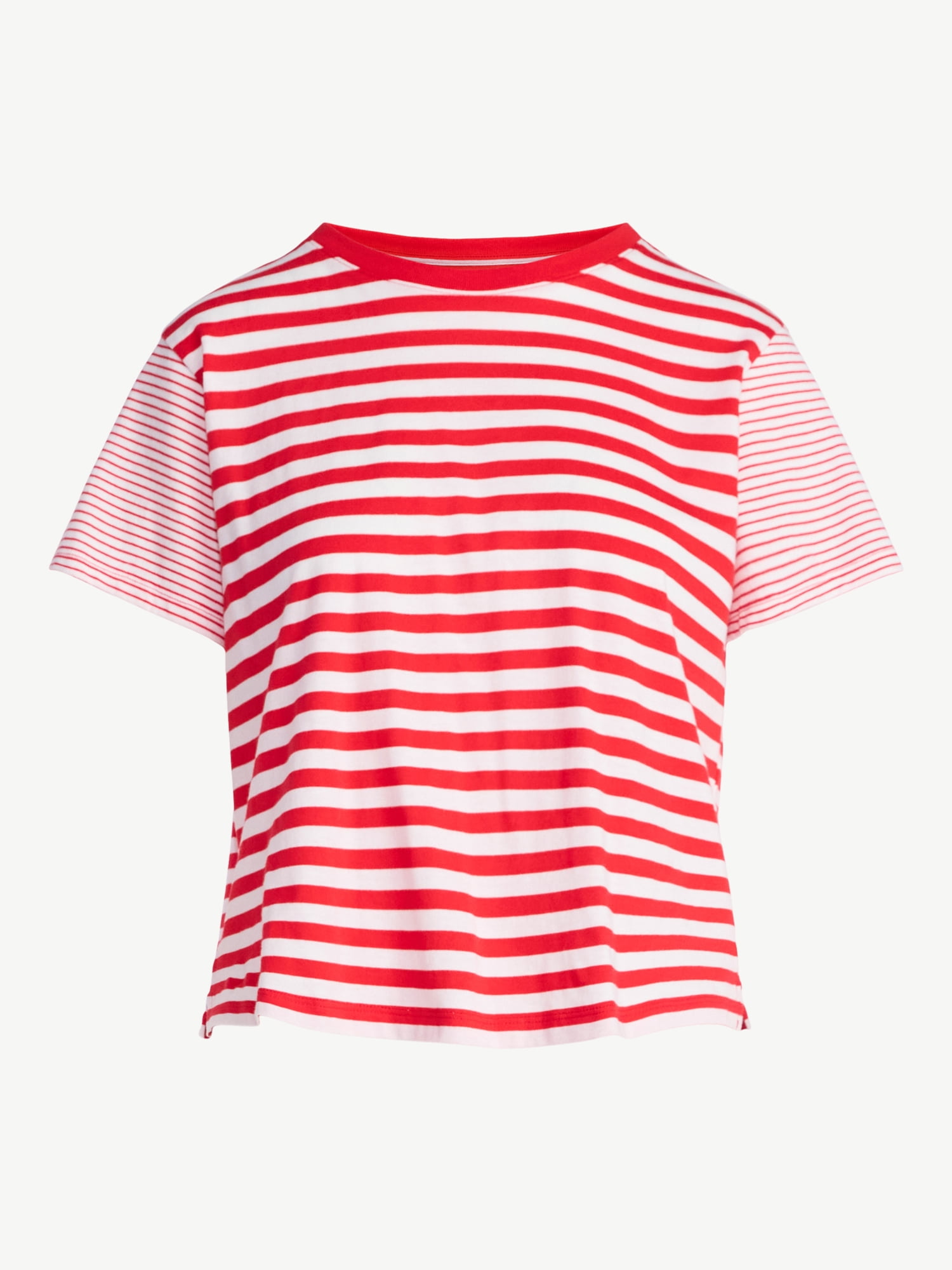 Free Assembly Women's and Women's Plus Cotton Cropped Boxy Tee with Short Sleeves, Sizes XS-4X