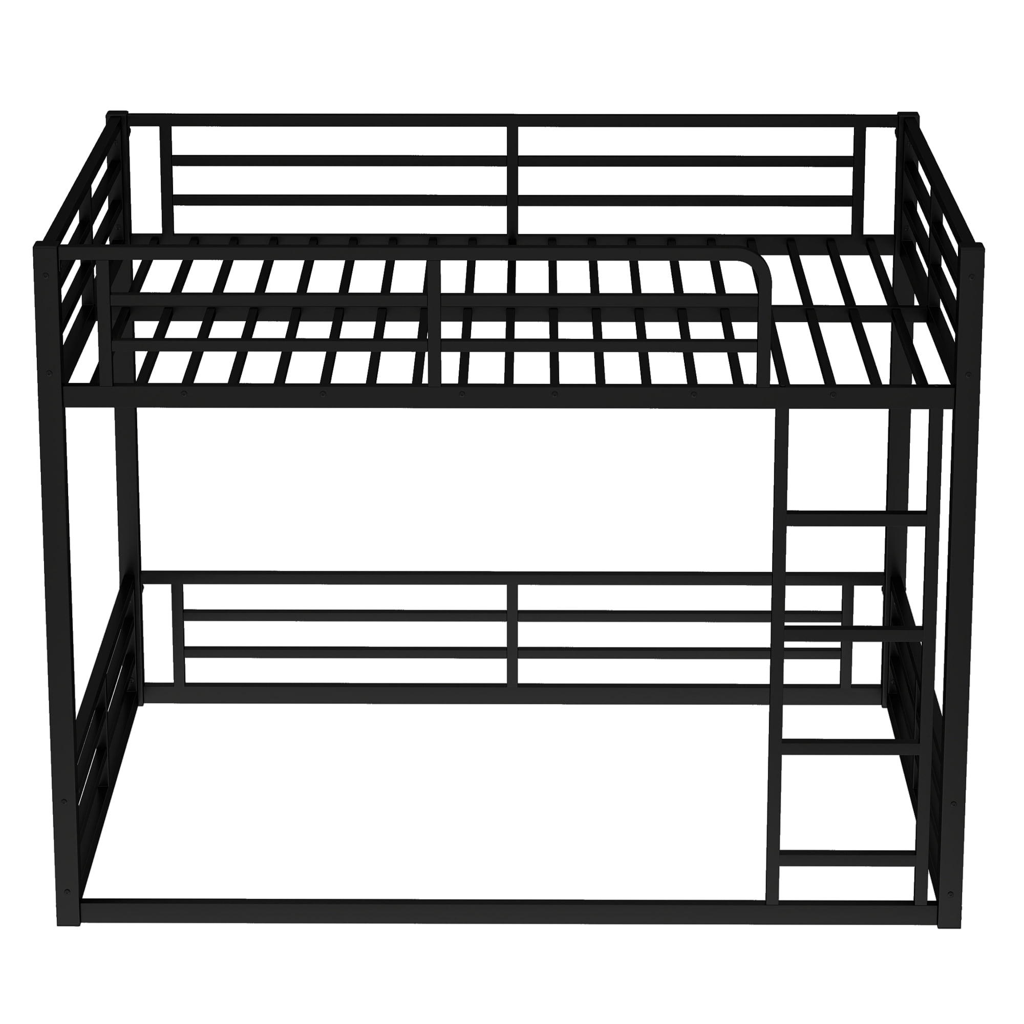 Leumius Metal Bunk Bed,Full over Full Floor Bunk Bed Frame for Kids/Teens/Adults,Space-Saving/Noise Reduced/No Box Spring Needed,Black