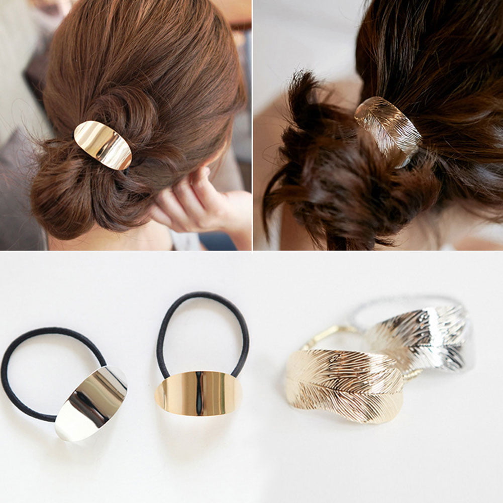Leaves Scrunchy Holder Geometry Rubber Band Feather Hair Rope Ponytail Rope 