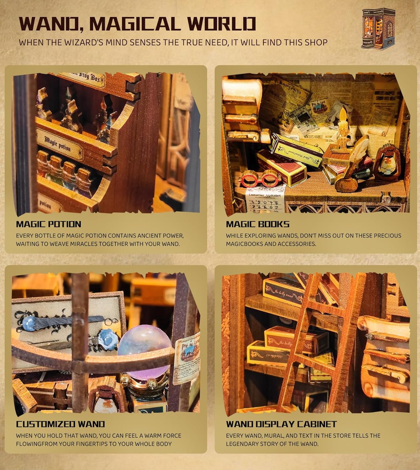Book Nook Kit for Adults, Booknook DIY Miniature House Kit, 3D Wooden Puzzles for Adults, Wood Gifts for Book Lovers Women Friends