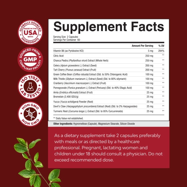 Natures Craft Uric Acid Cleanse and Detox Capsules with Tart Cherry and Celery Seed, 60 Count