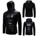thumbnail image 7 of Munlar Womens Cardigan Sweaters,New Autumn Long-sleeved Leather Casual Solid Color Men's Hooded Sweater, 7 of 7