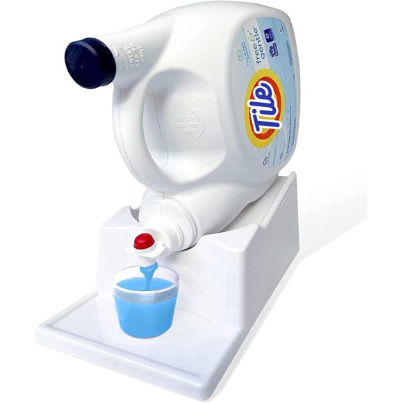 Skywin Laundry Detergent Holder Stand with Tray, Non-Slip Rubber Feet, Easy Pour, White