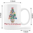 thumbnail image 2 of Coquette Bow Chinoiserie Christmas Tree Mug, Preppy Christmas Porcelain Coffee Cup Ceramic, Grandmillennial Xmas Colorful Bow Ceramic Coffee Tea Mug 11 oz, 2 of 5