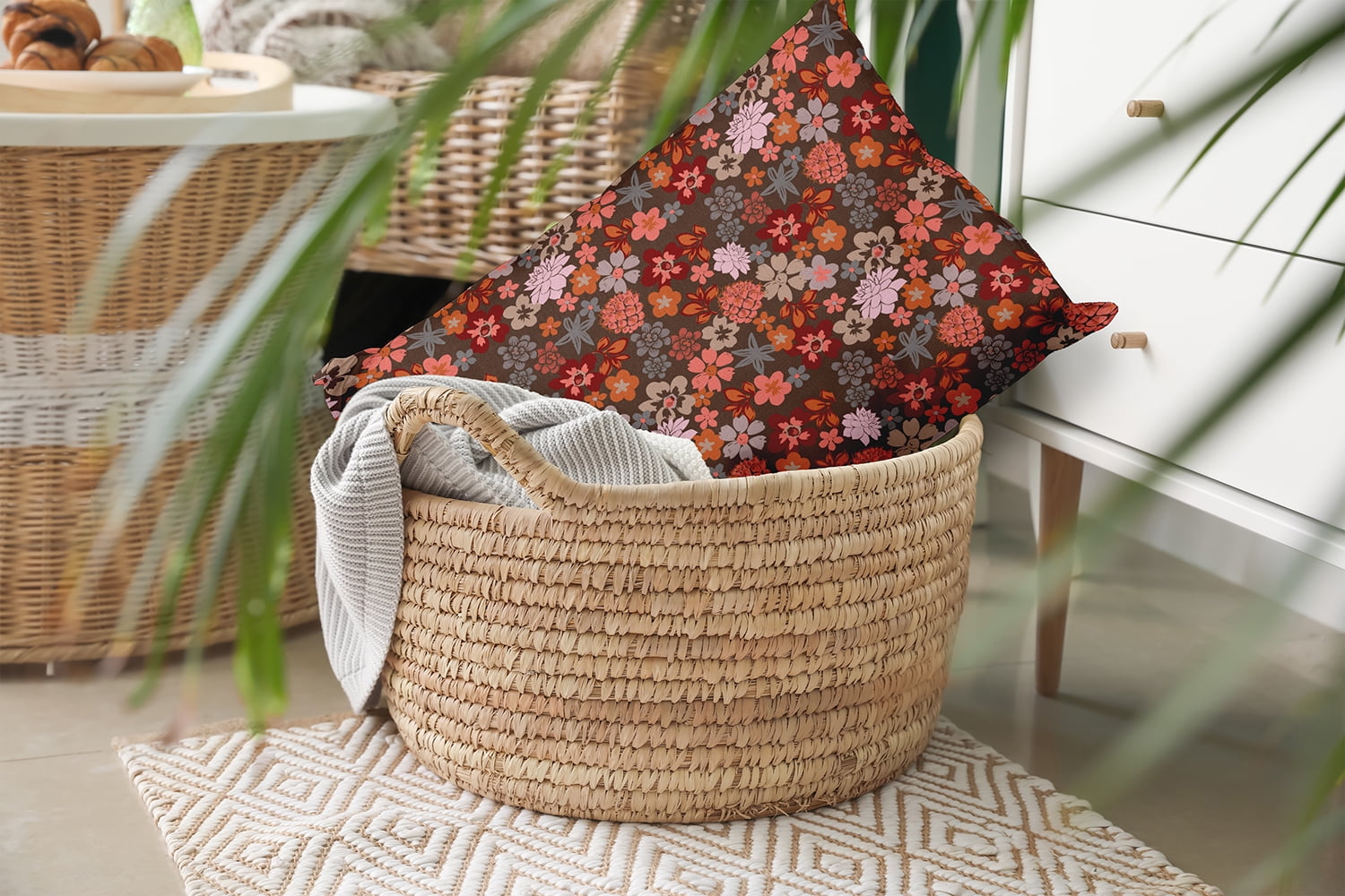 20" x 14" Simply Daisy Succulent Garden Polyester Accent Pillow, Brown Qty 1