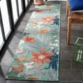 thumbnail image 3 of SAFAVIEH Cabana Caris Floral Indoor/Outdoor Runner Rug, Green/Rust, 2' x 21', 3 of 14