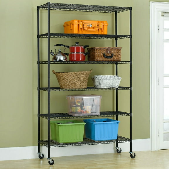 SAYFUT 6 Tier Wire Shelving Unit Metal Shelf Rack 2100 LBS Capacity 18''x48''x82''