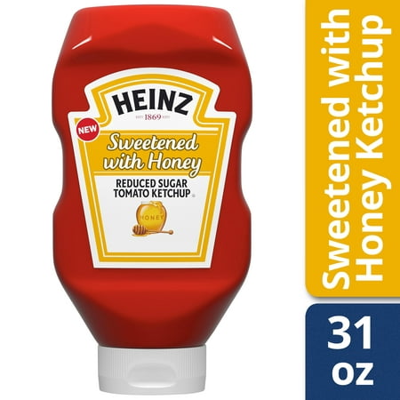 Heinz Sweetened with Honey Reduced Sugar Tomato Ketchup, 31 oz