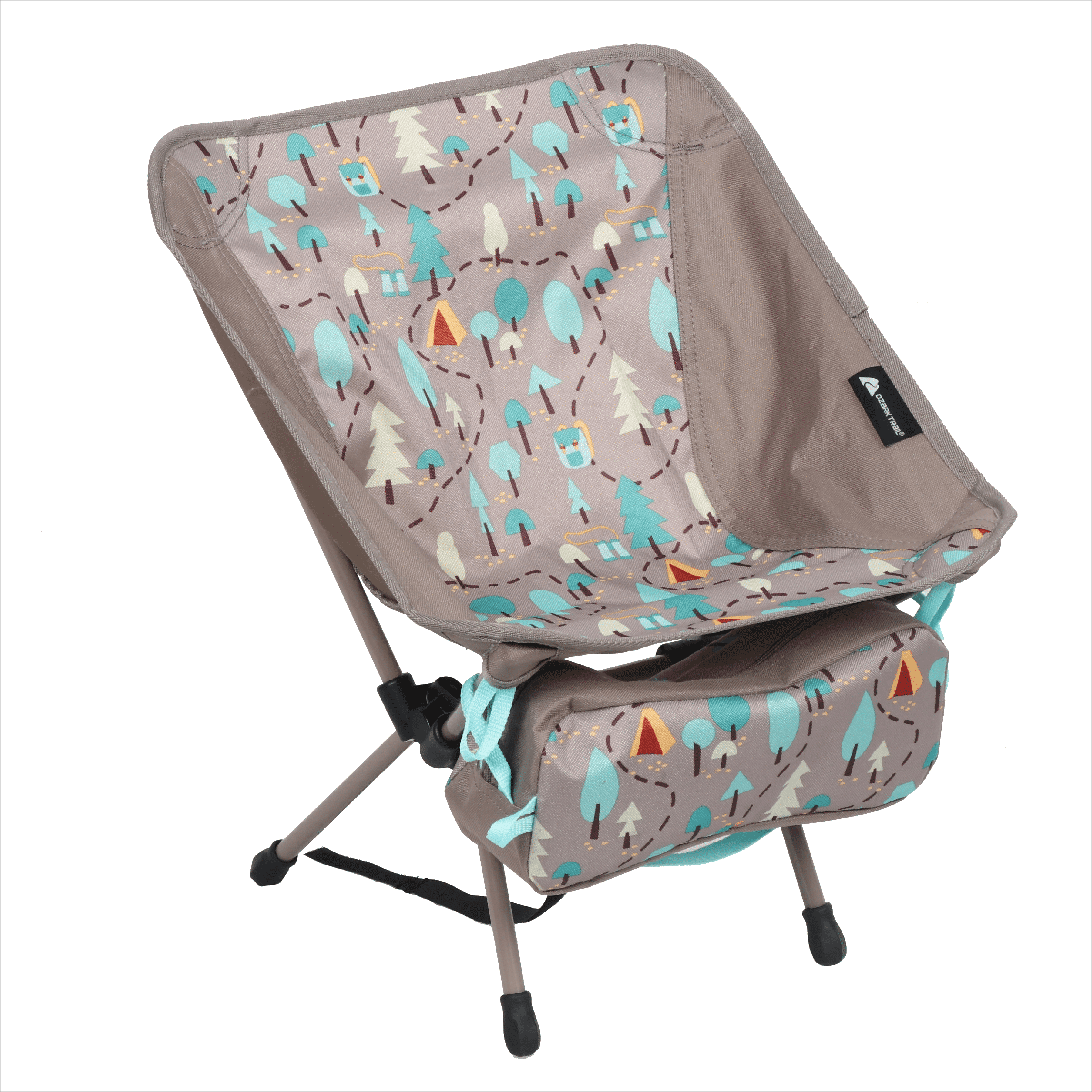 Ozark Trail Kid Backpacking Camping Chair with Carry Bag, Forest Pattern