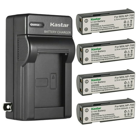 Kastar 4-Pack Battery and AC Wall Charger Replacement for Konica Minolta NP-700 Battery Konica Minolta Dimage X500 Minolta DG-X50-K Minolta DG-X50-R Minolta DG-X50-S Konica Minolta X6 Camera